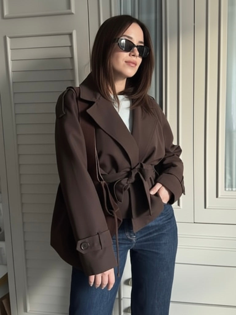 Alicent | Manteau court croisé ceinturé