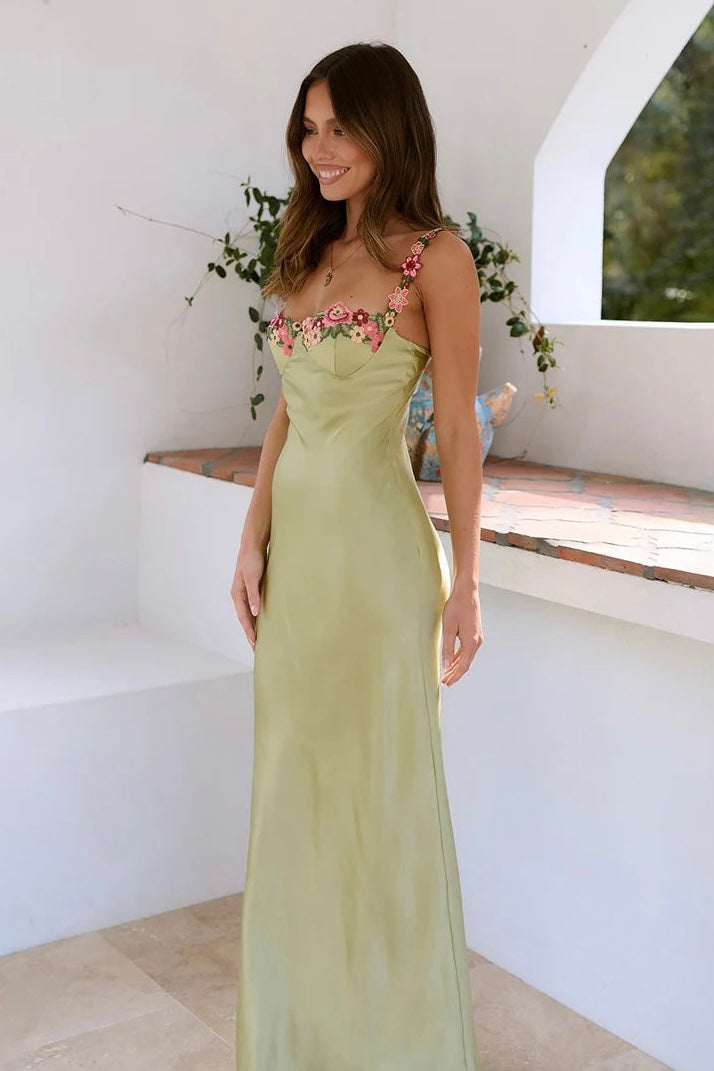 Lia | Floral Satin Maxi Dress