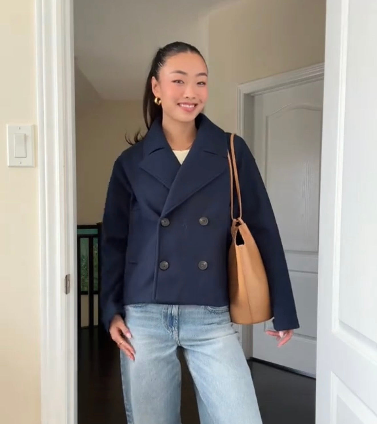 Wool Blend Double-Breasted Trench Coat | Maya