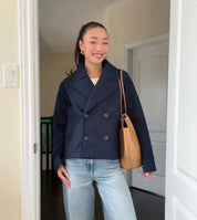 Wool Blend Double-Breasted Trench Coat | Maya