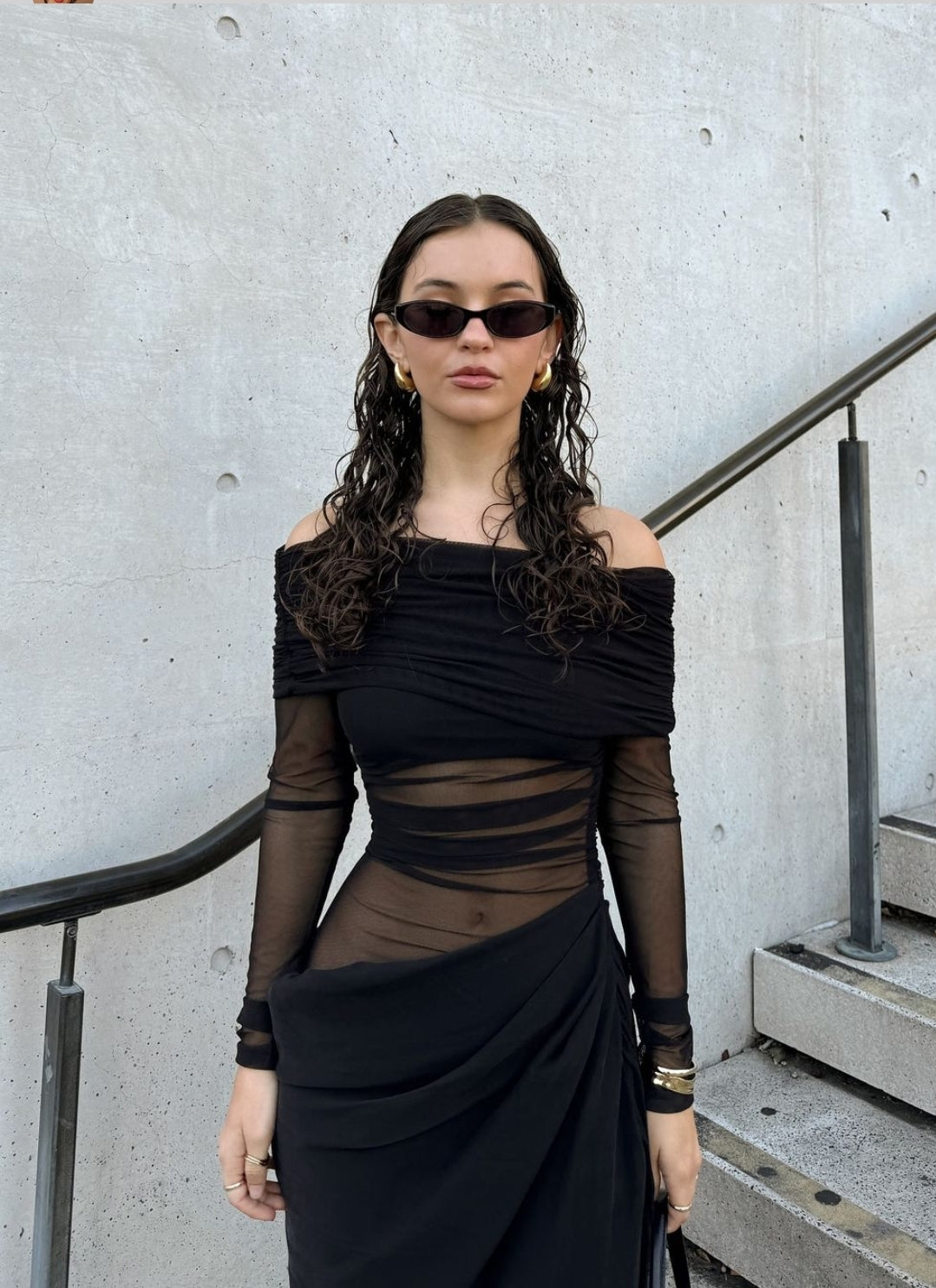 Demi | Long Sleeve Illusion Midi Dress