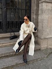 Amaya | Elegant High-Neck Long Coat