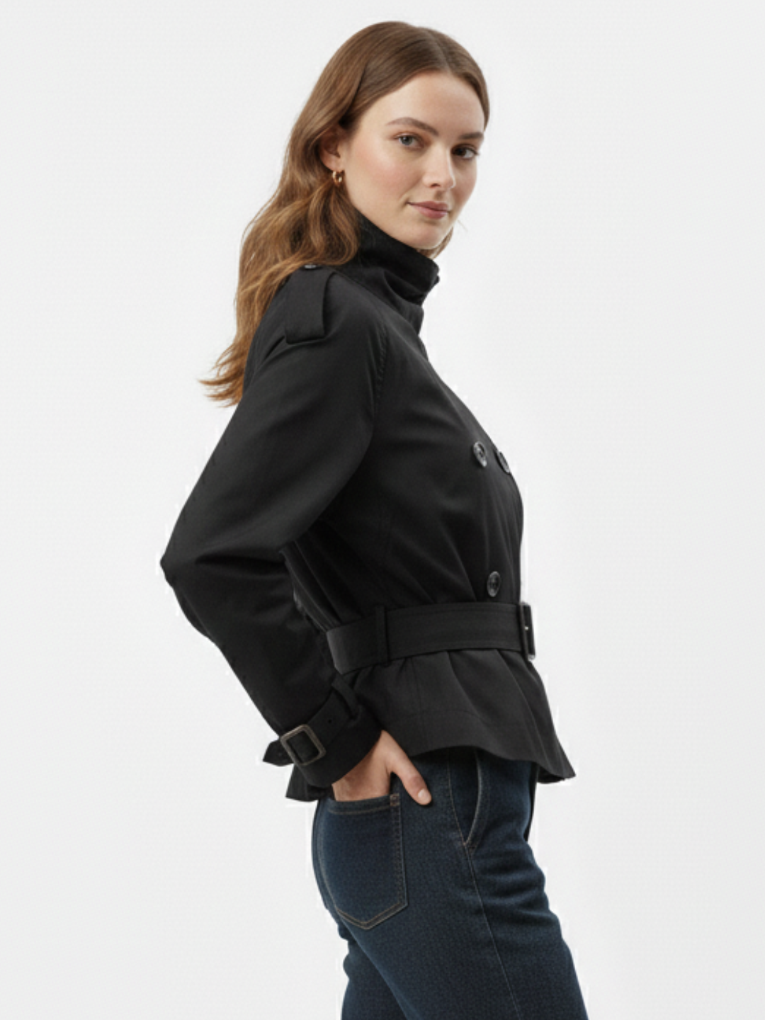 Trench-coat à col montant et ceinture | Isabelle