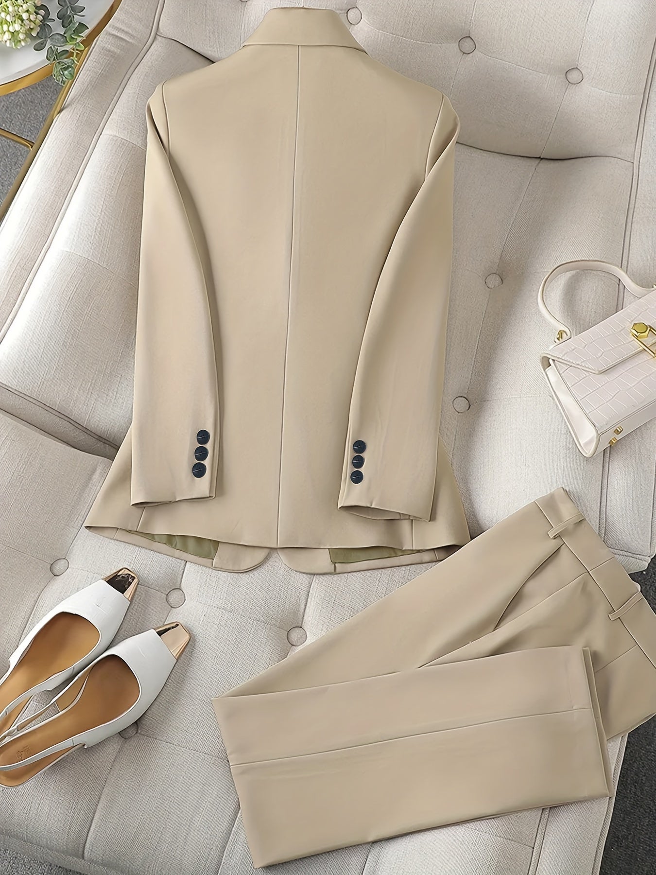 Ensemble blazer à revers crantés pour femme