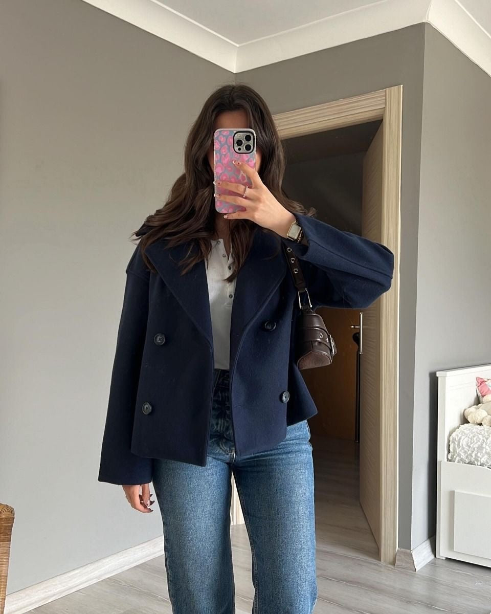 Wool Blend Double-Breasted Trench Coat | Maya