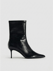 Crick | Women’s Black Pointed-Toe Heeled Ankle Boots