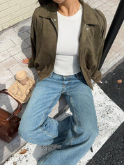 Lara | Suede Bomber Jacket