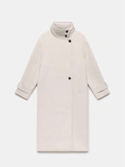 Amaya | Elegant High-Neck Long Coat