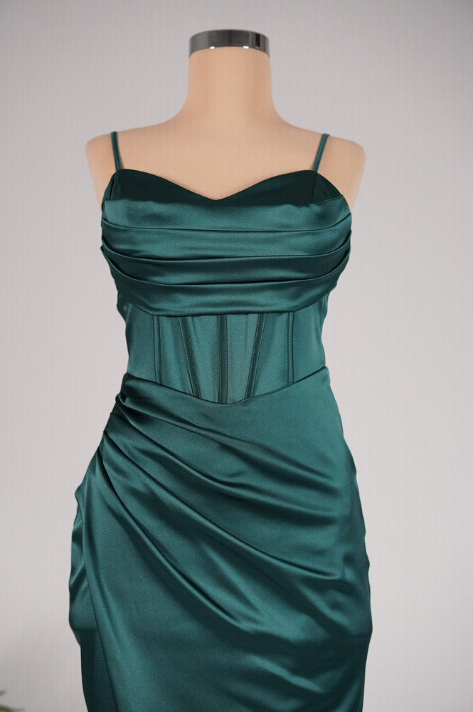 Bella | Satin Corset Slit Gown