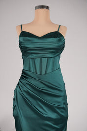 Bella | Satin Corset Slit Gown