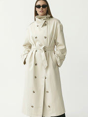 Zoé | Trench-coat long à col montant et ceinture 