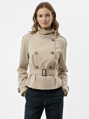 Trench-coat à col montant et ceinture | Isabelle