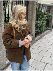 Women's Oversized Brown Trenchcoat with Wide Lapel | Ideal for Autumn/Winter