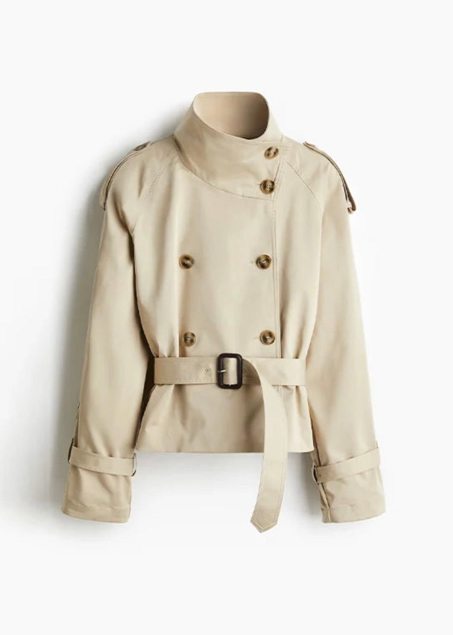 High-Neck Belted Trench Coat | Isabelle