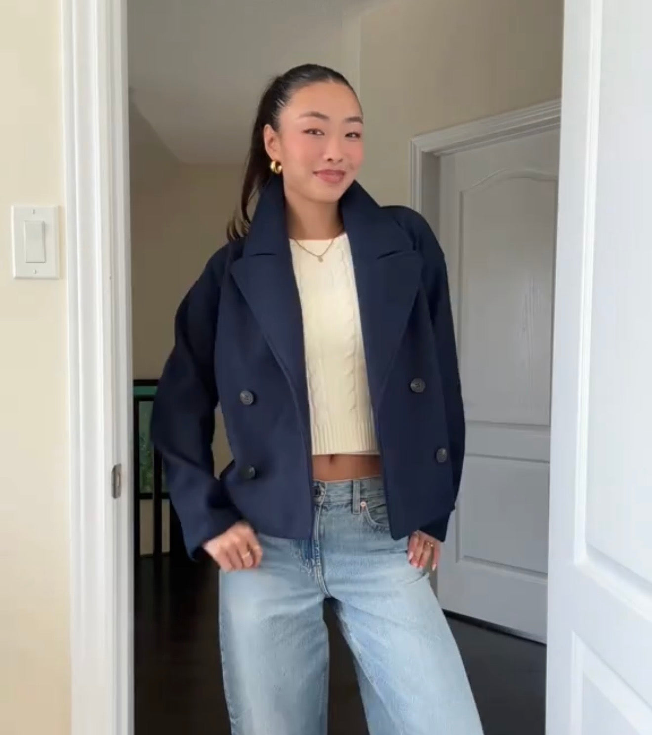 Wool Blend Double-Breasted Trench Coat | Maya