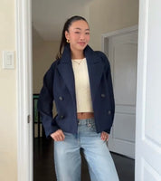 Wool Blend Double-Breasted Trench Coat | Maya