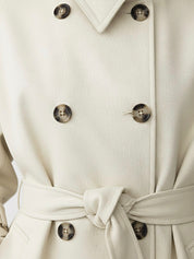 Zoé | Trench-coat long à col montant et ceinture 