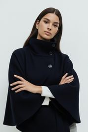 Chloe | High-Neck Belted Cape Jacket