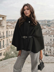 Adele | Wool Poncho Belted Cape Coat
