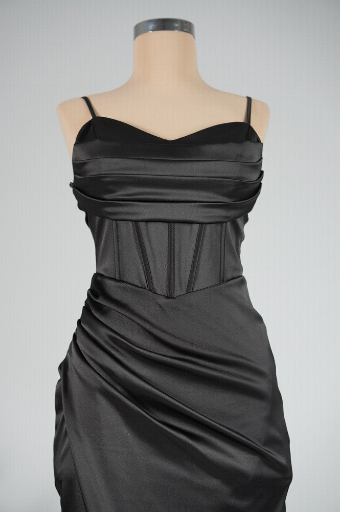 Bella | Satin Corset Slit Gown