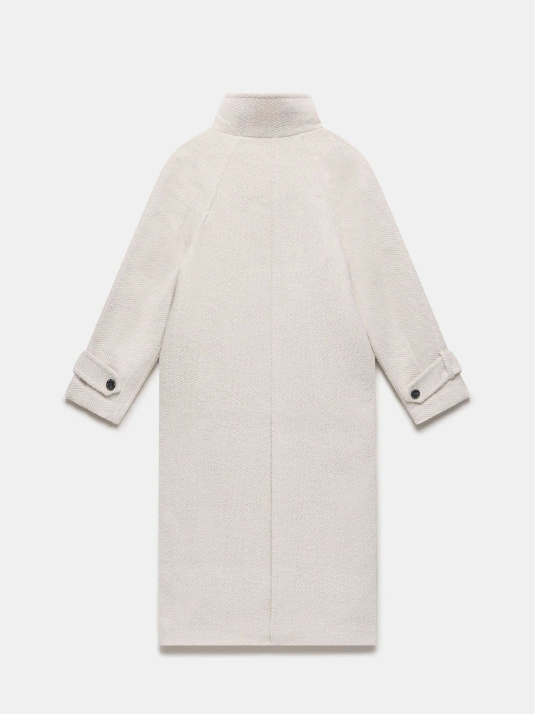 Amaya | Elegant High-Neck Long Coat