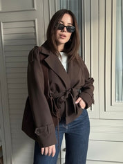 Alicent | Manteau court croisé ceinturé