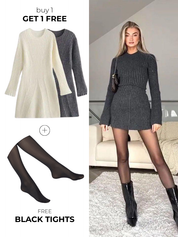 York | Autumn Sweater Mini Dress (Buy 1 Get 1 Free + Free Black Tights)