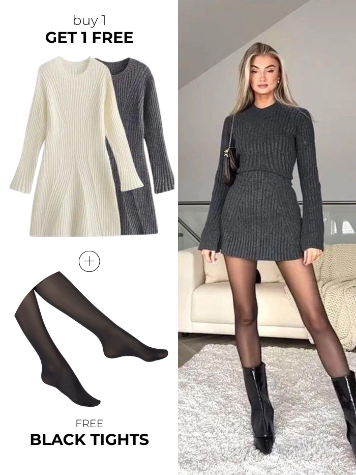 York | Autumn Sweater Mini Dress (Buy 1 Get 1 Free + Free Black Tights HORUS York | Autumn Sweater Mini Dress (Buy 1 Get 1 Free + Free Black Tights HORUS