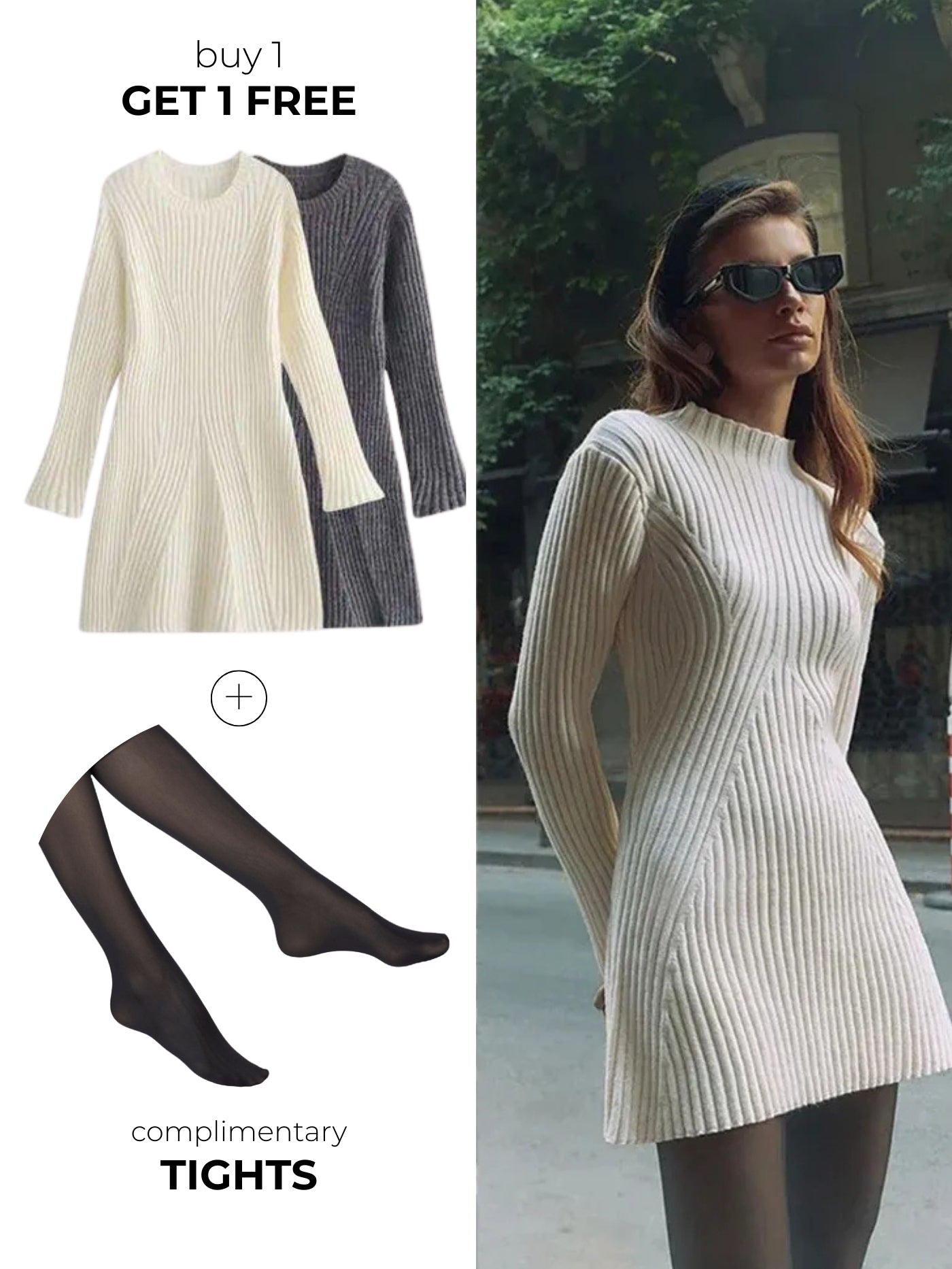 York | Autumn Knit Mini Dress (Buy 1 Get 1 Free + Complimentary Tights)