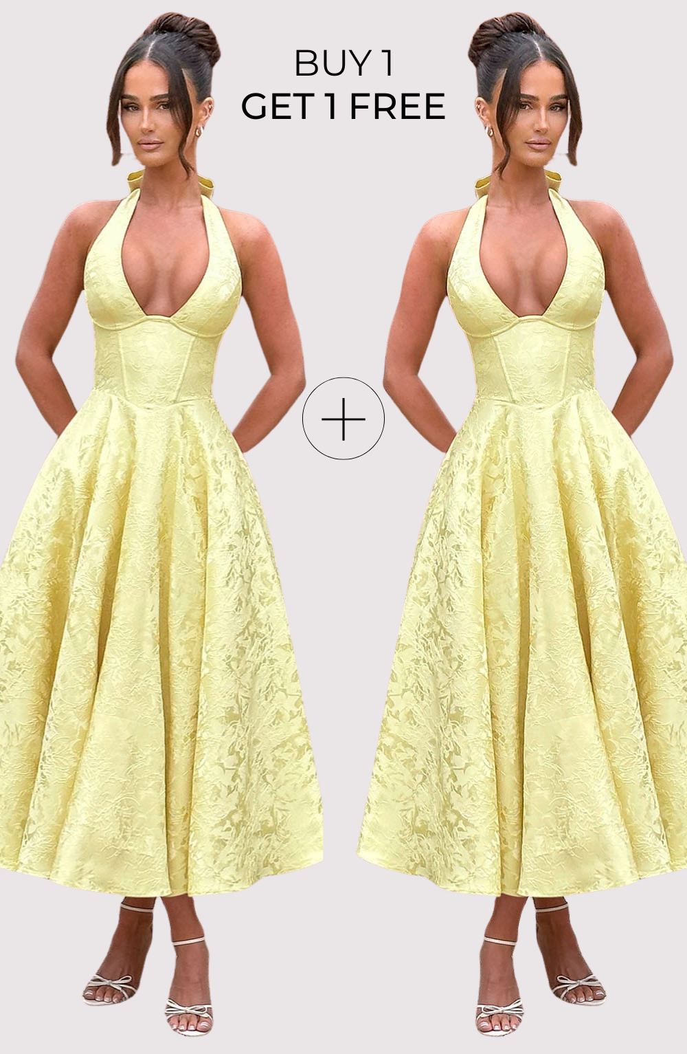 Esmeralda | Halter Sleeveless Midi Dress (Buy 1, Get 1 Free)