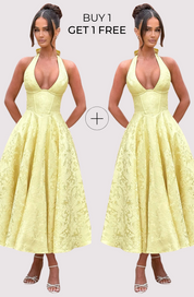 Esmeralda | Halter Sleeveless Midi Dress (Buy 1, Get 1 Free)