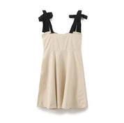 Cecilia | Linen Bow Strap Mini Dress