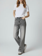 Holly | Washed Grey High-Waist Baggy Jeans