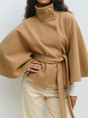 Chloe | High-Neck Belted Cape Jacket
