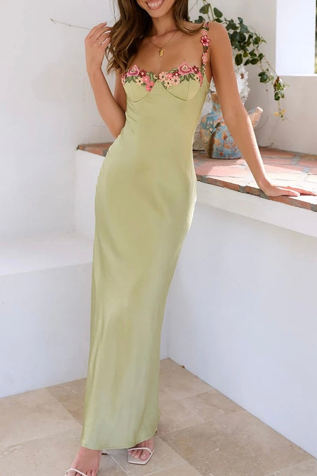 Lia | Floral Satin Maxi Dress