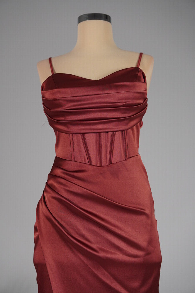 Bella | Satin Corset Slit Gown