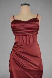 Bella | Satin Corset Slit Gown