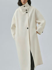 Amaya | Elegant High-Neck Long Coat