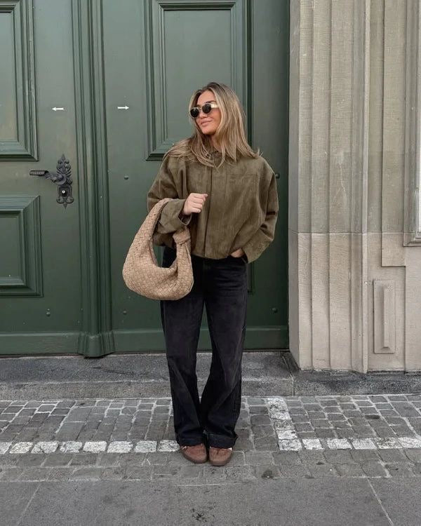 Lara | Suede Bomber Jacket