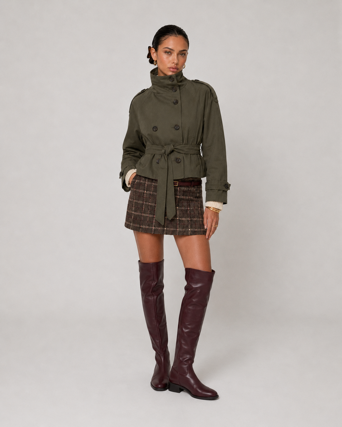Cath | Short Belted Trench Coat