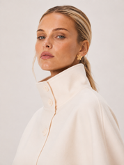 Chloe | High-Neck Belted Wool Cape Jacket