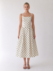 Anna | Polka Dot Midi A-Line Dress