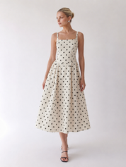 Anna | Polka Dot Midi A-Line Dress
