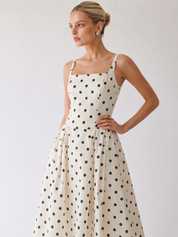 Anna | Polka Dot Midi A-Line Dress