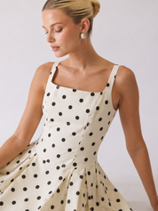 Anna | Polka Dot Midi A-Line Dress