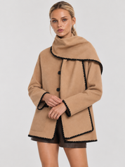 Nellie | Cape Coat with Contrast Trim
