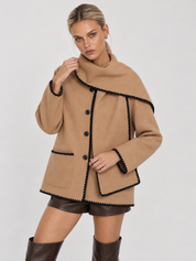 Nellie | Cape Coat with Contrast Trim