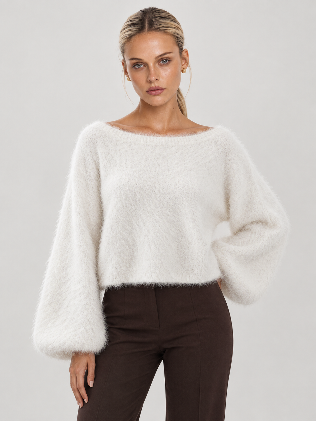 Riley | Soft Pink Fuzzy Knit Jumper
