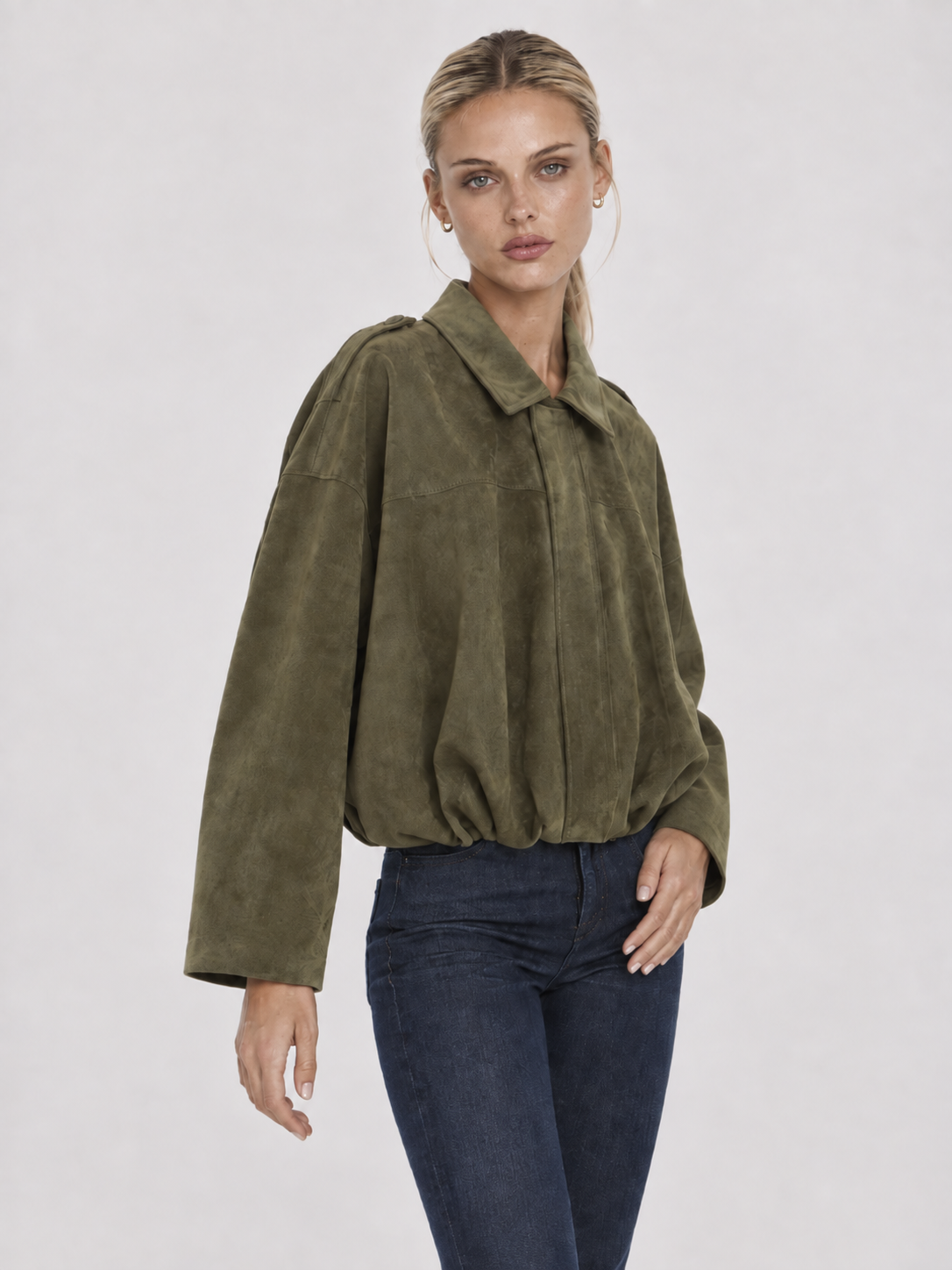 Lara | Suede Bomber Jacket