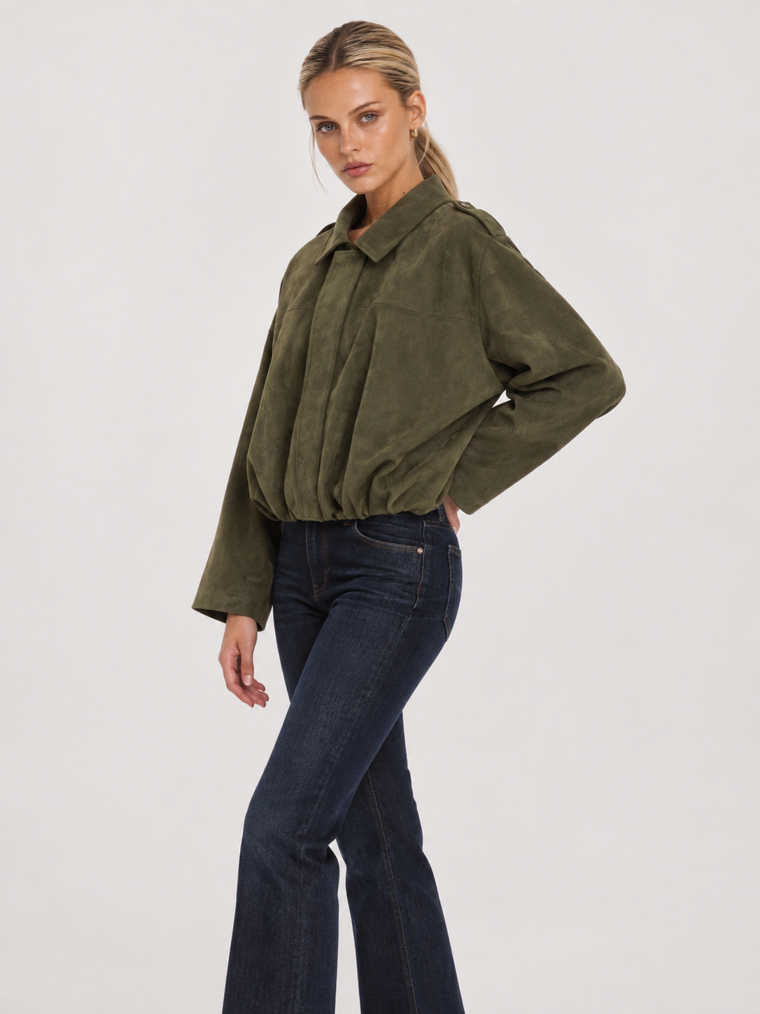 Lara | Suede Bomber Jacket